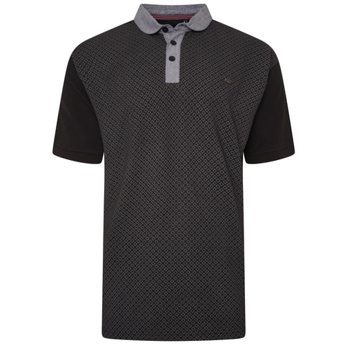 KAM Premium Pique Detailed Polo Shirt Black